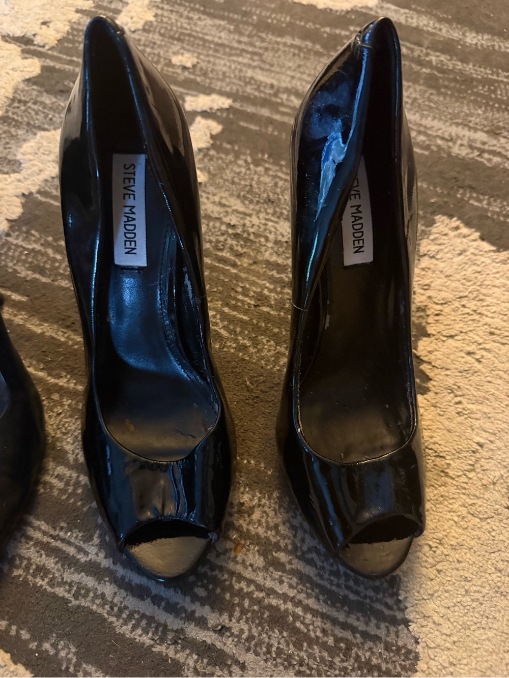 Steve Madden Black Patent Peep Toe Heels